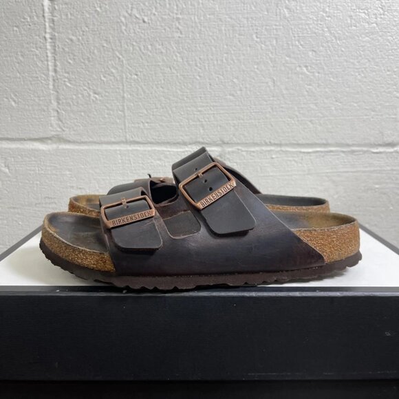 Birkenstock Arizona Black Leather Slide Sandals Slip On Womens 38 EU/7 US Narrow - Picture 4 of 10